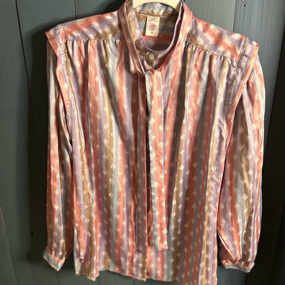 Vintage 1970’s/80’s Evan Picone Multicolor Striped Blouse | 12